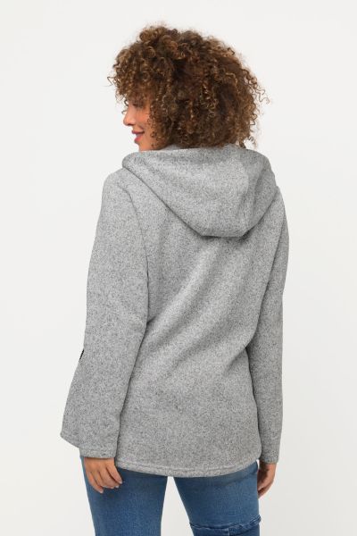 Melange Knit Fleece Lined Hooded Jacket