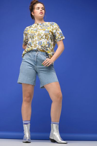 Studded Cutoff Denim Shorts