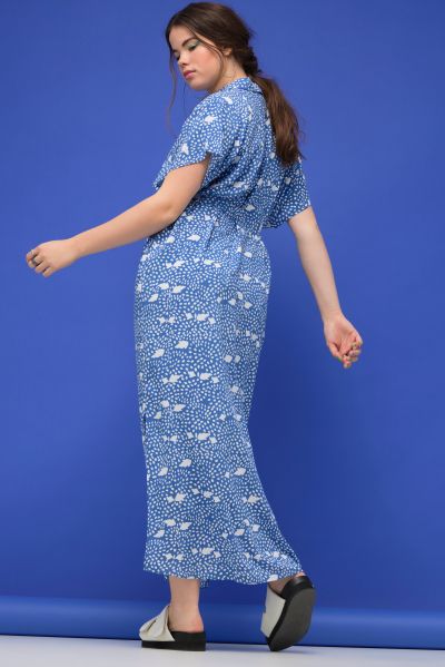Abstract Floral Short Sleeve Maxi Dress