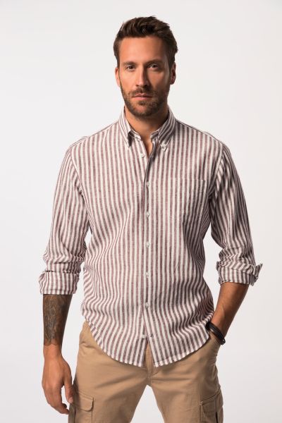 Linen blend striped shirt