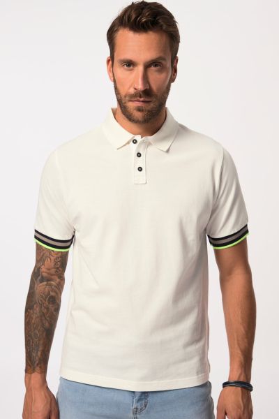 Polo shirt, short sleeve, piqué, striped trim, up to 8 XL
