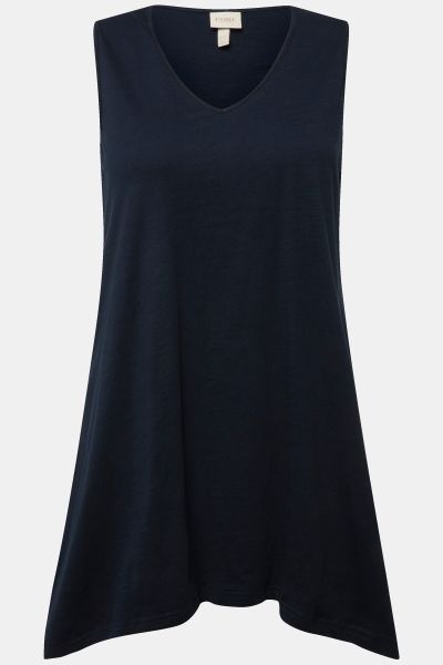 Eco Cotton Pointed Hem A-line Fit Knit Tank Tunic