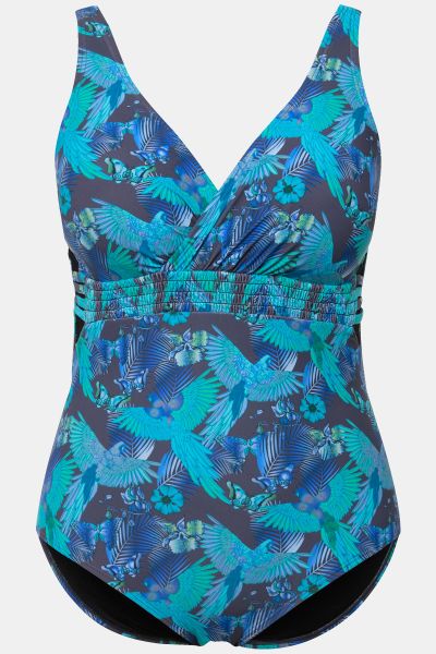 Parrot Print Cutout Swimsuit