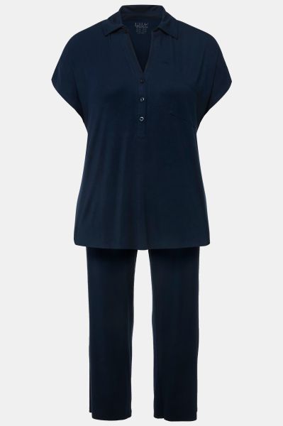 Collared Short Sleeve Pajama Set