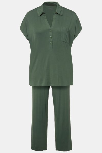 Collared Short Sleeve Pajama Set