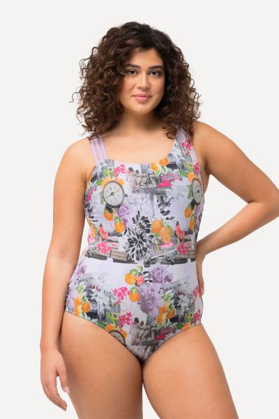 Antique Mixed Print One Piece Swimsuit