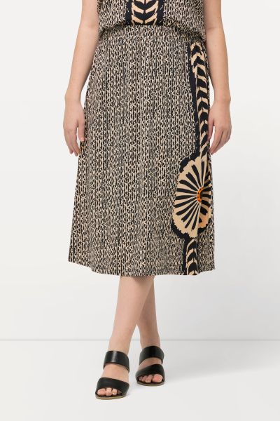 Eco Cotton Mixed Print Elastic Waist Skirt