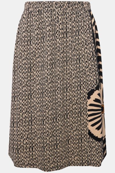 Eco Cotton Mixed Print Elastic Waist Skirt