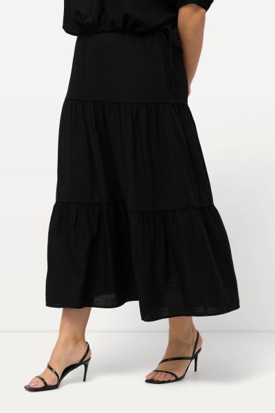 Tiered Linen Blend Skirt