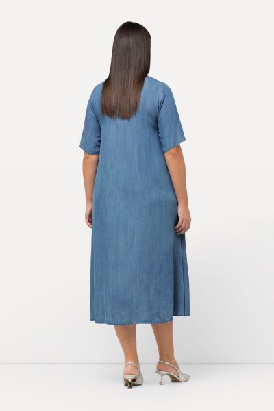 Collared Short Sleeve Lyocell Dress