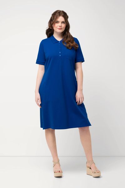Pique Short Sleeve Side Pocket Stretch Cotton Polo Dress