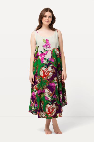Orchid Print Sleeveless Dress