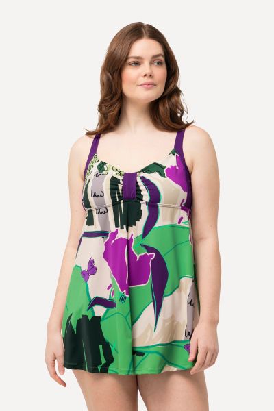 Бански тип рокля с палмов принт