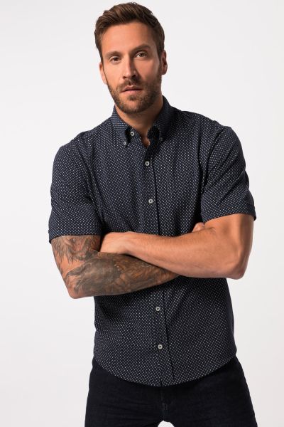 Piqué shirt, short sleeve, button-down collar, modern fit, up to 8 XL