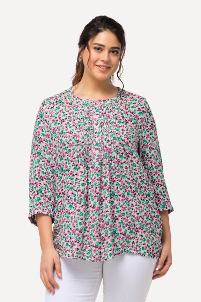 Floral A-Line 3/4 Sleeve Blouse