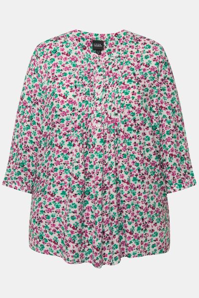 Floral A-Line 3/4 Sleeve Blouse