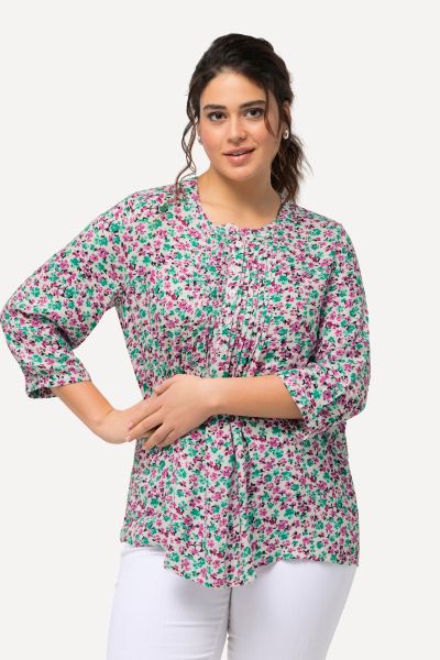 Floral A-Line 3/4 Sleeve Blouse