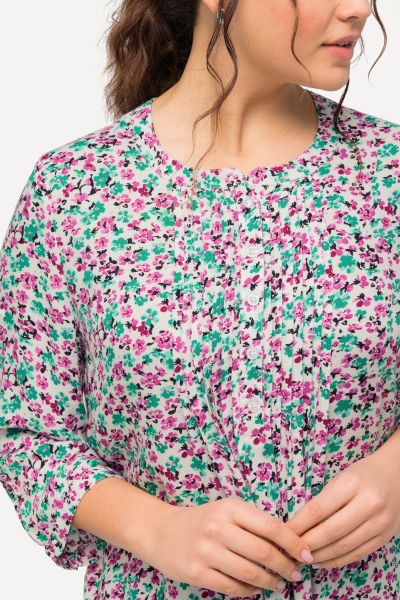 Floral A-Line 3/4 Sleeve Blouse