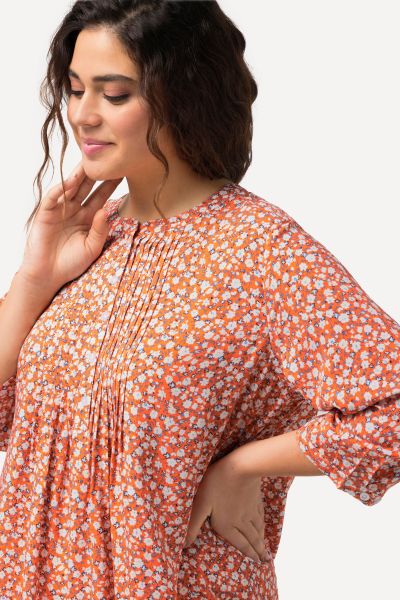 Floral A-Line 3/4 Sleeve Blouse