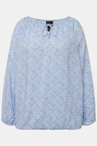 Ditsy Floral Long Sleeve Elastic Hem Blouse