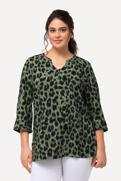 Split Neck 3/4 Sleeve A-Line Blouse