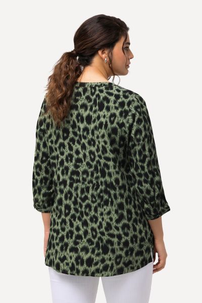 Split Neck 3/4 Sleeve A-Line Blouse