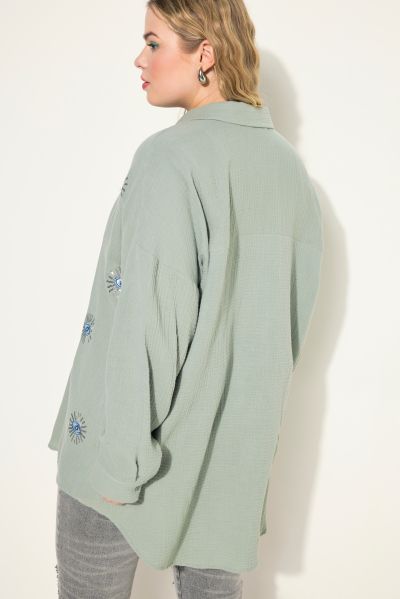 Eye Embroidery Button Front Shirt