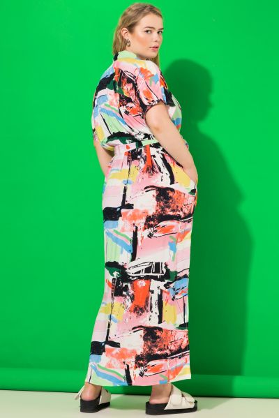 Graphic Colorful Print Maxi Pocket Shirt  Dress