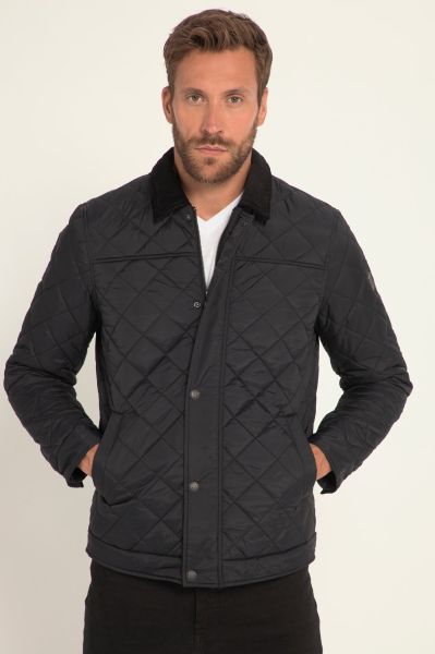 Corduroy Collar Diamond Quilt Jacket