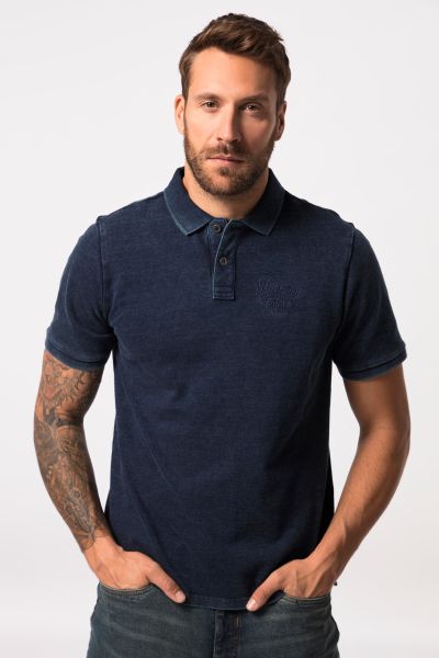 Polo shirt, short sleeve, piqué, vintage indigo look, up to 8 XL