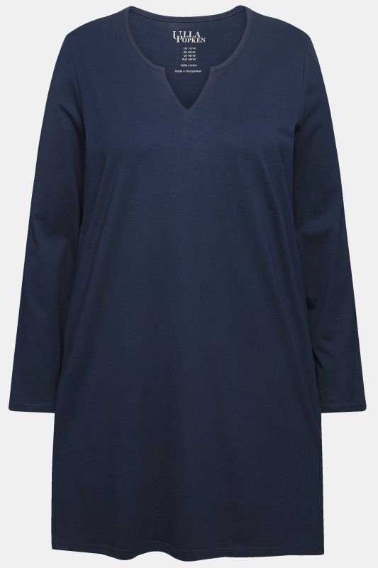 Notch Neckline Long Sleeve Knit Tunic