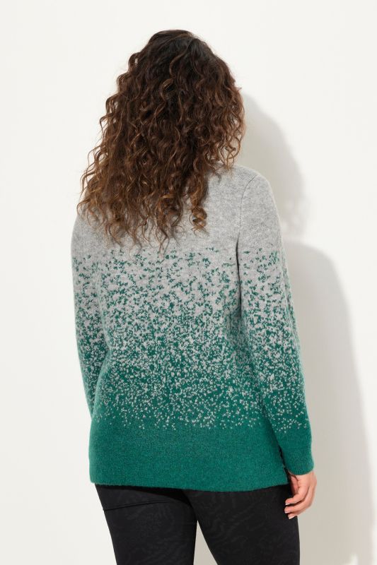 Gradient Knit Long Sleeve V-Neck Sweater