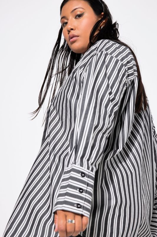 Oversized Striped Long Sleeve Button Down Blouse