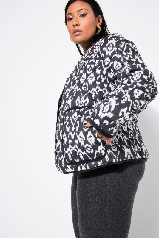 Ikat Print Oversized Puffer Coat