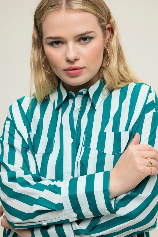 Stripe Print Oversized Shirt