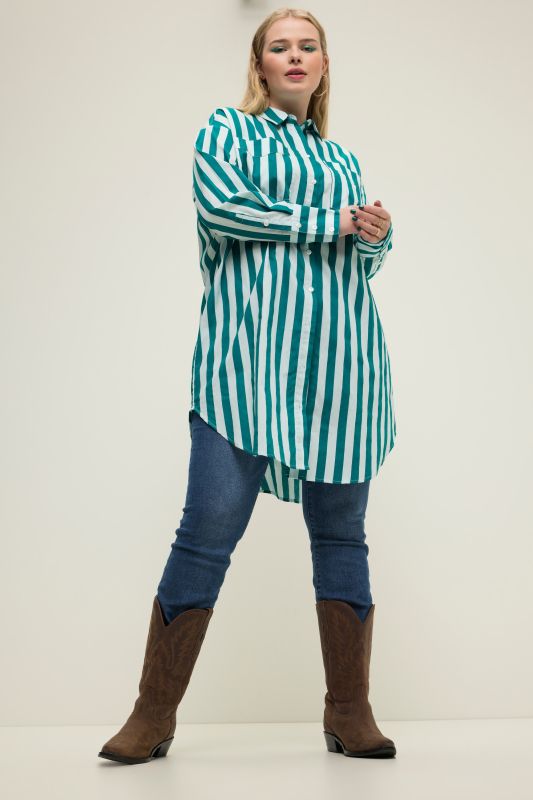 Stripe Print Oversized Shirt