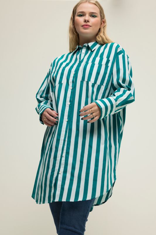 Stripe Print Oversized Shirt