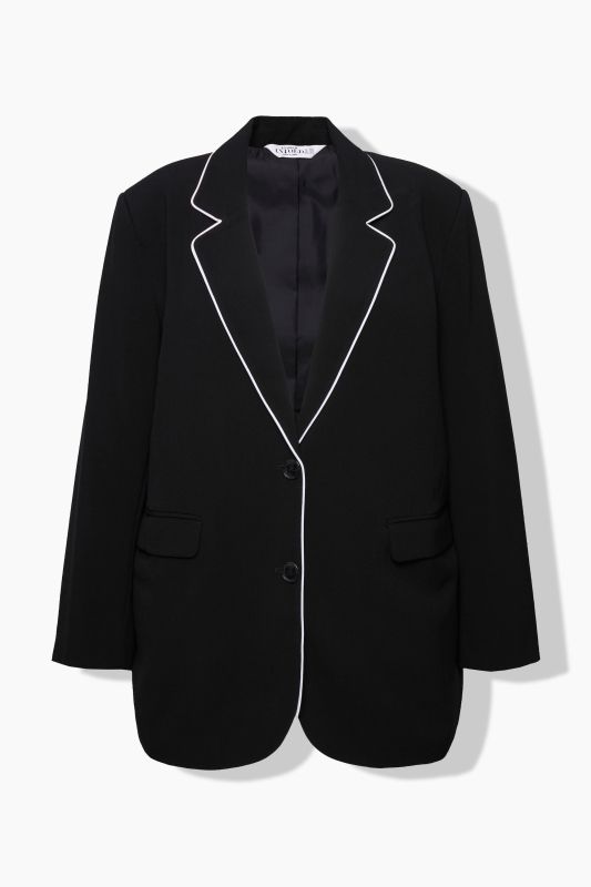 Piped Notch Lapel Blazer