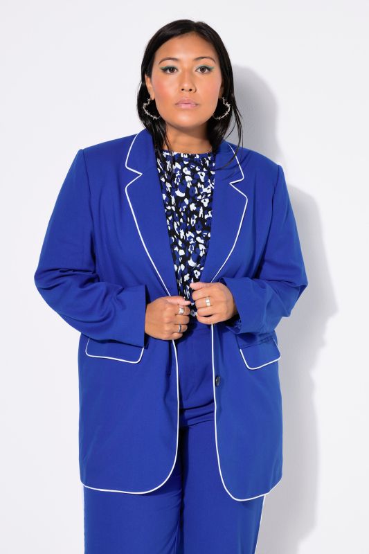 Piped Notch Lapel Blazer