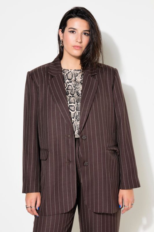 Shimmer Pinstripe Button Front Blazer