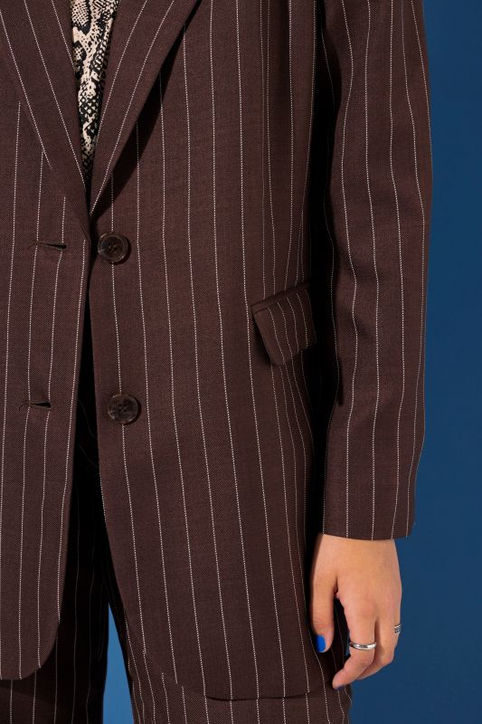 Shimmer Pinstripe Button Front Blazer