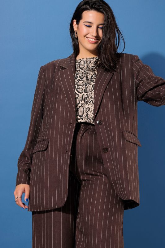 Shimmer Pinstripe Button Front Blazer