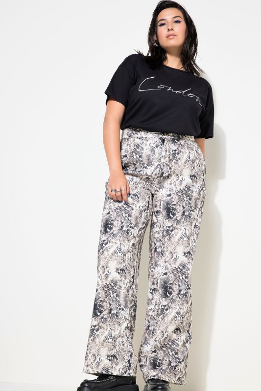 Snake Print  Wide Leg Pants