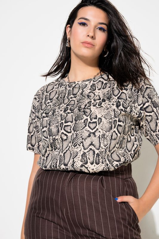 Snake Print Drop Shoulder Oversized Tee