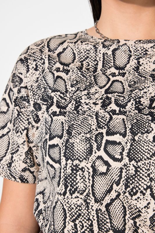 Snake Print Drop Shoulder Oversized Tee