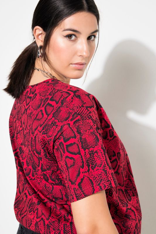 Snake Print Drop Shoulder Oversized Tee