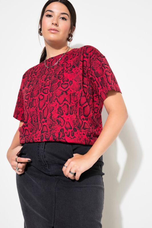 Snake Print Drop Shoulder Oversized Tee