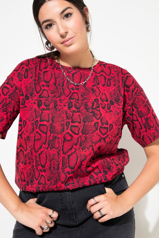 Snake Print Drop Shoulder Oversized Tee