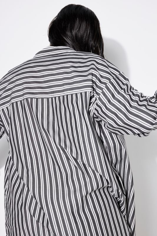 Oversized Striped Long Sleeve Button Down Blouse