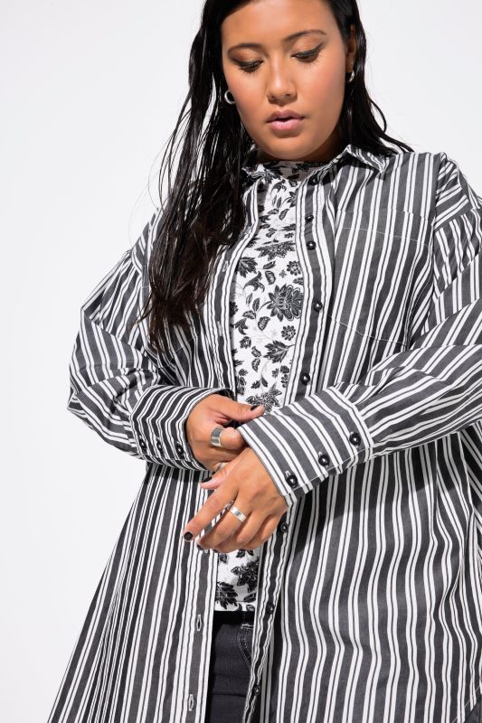 Oversized Striped Long Sleeve Button Down Blouse